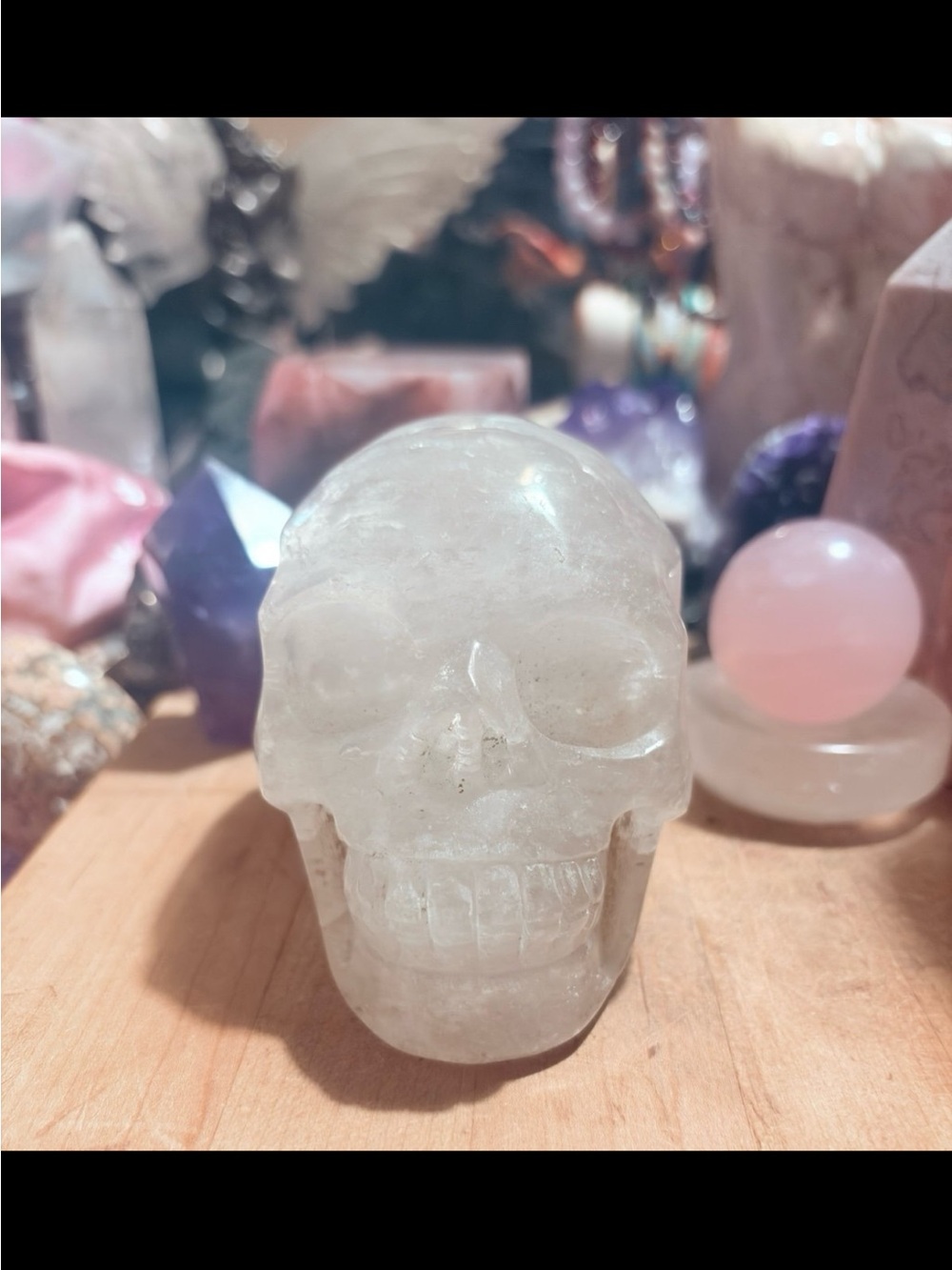 Clear Crystal Skull Carving - Translucent White Quartz